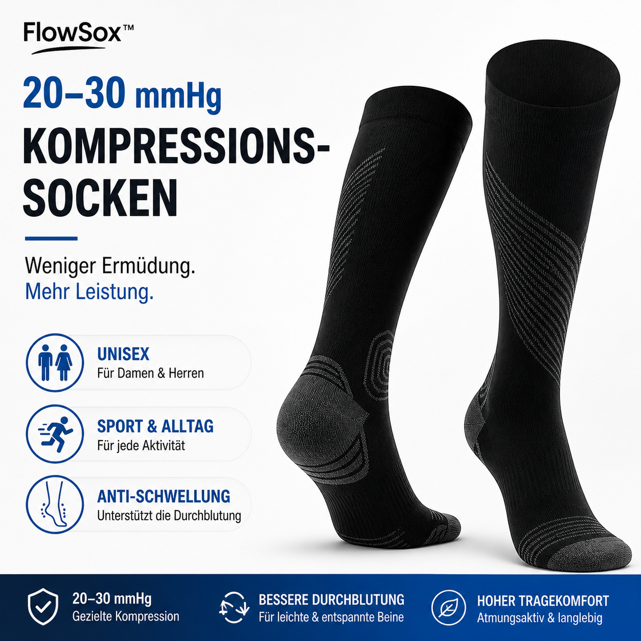 FlowSox™ Diabetiker Kompressionssocken